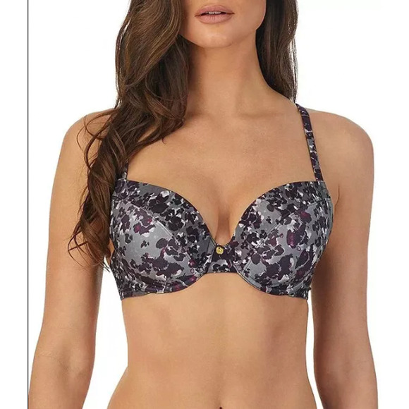 Le Mystere Safari Plunge T Shirt Bra Size 32DDD 32F Floral Winter Foliage - Picture 8 of 8